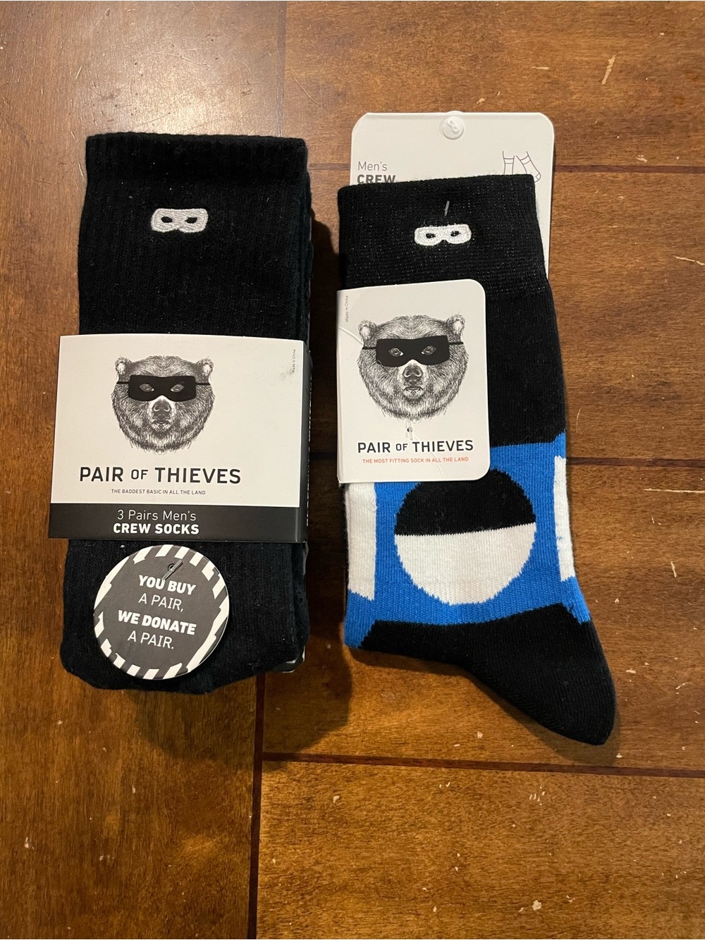 Pair of Thieves Men’s Black & Blue Crew Socks - 3 Pack